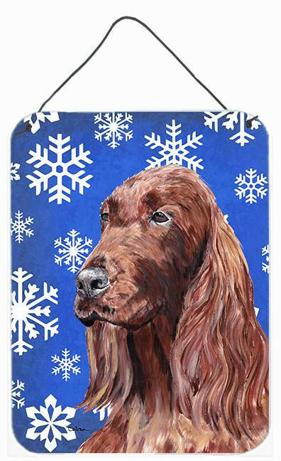 Irish Setter Blue Snowflake Winter Aluminium Metal Wall or Door Hanging Prints by Caroline's Treasures