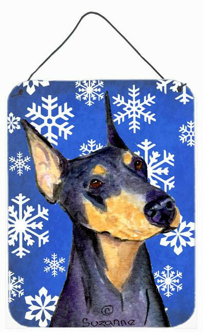 Doberman Winter Snowflakes Holiday Aluminium Metal Wall or Door Hanging Prints by Caroline's Treasures