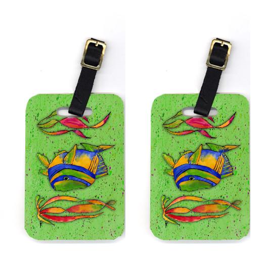 Pair of Tropical Fish on Green Luggage Tags by Caroline&#39;s Treasures