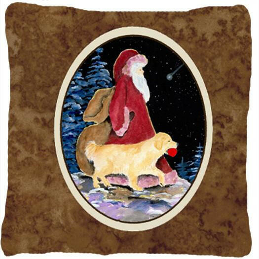 Santa Claus with  Golden Retriever Decorative   Canvas Fabric Pillow by Caroline's Treasures