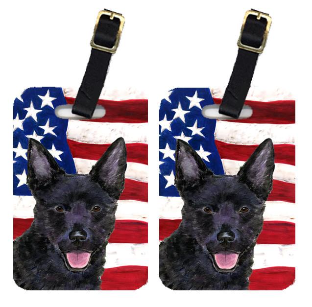 Pair of USA American Flag with Australian Kelpie Luggage Tags SS4025BT by Caroline&#39;s Treasures