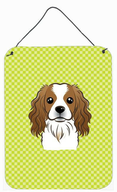 Checkerboard Lime Green Cavalier Spaniel Wall or Door Hanging Prints by Caroline's Treasures