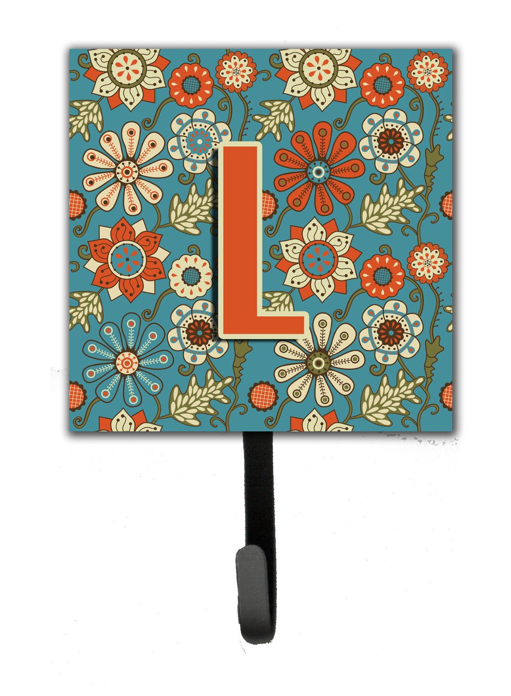 Letter L Flowers Retro Blue Leash or Key Holder CJ2012-LSH4 by Caroline&#39;s Treasures