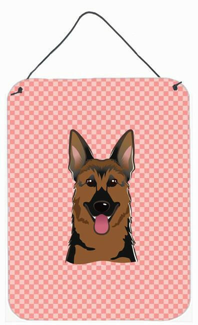 Checkerboard Pink German Shepherd Wall or Door Hanging Prints BB1211DS1216 by Caroline's Treasures