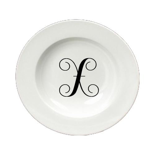 Letter X Initial Monogram Script Round Ceramic White Soup Bowl CJ1057-X-SBW-825 by Caroline's Treasures