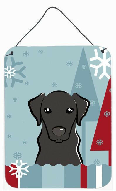 Winter Holiday Black Labrador Wall or Door Hanging Prints BB1731DS1216 by Caroline's Treasures