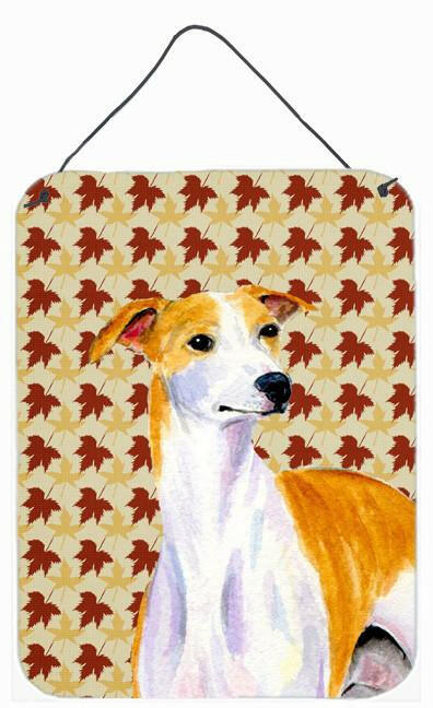 Whippet Fall Leaves Portrait Aluminium Metal Wall or Door Hanging Prints by Caroline's Treasures