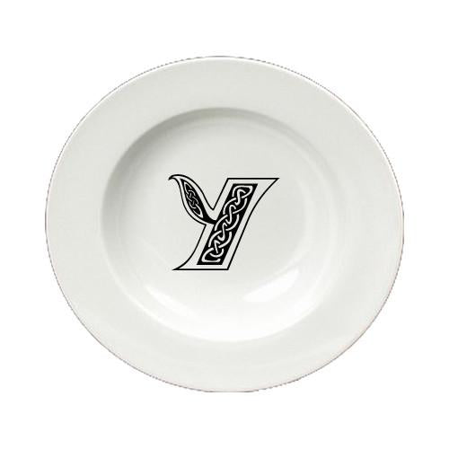 Letter Y Initial Monogram Celtic Round Ceramic White Soup Bowl CJ1059-Y-SBW-825 by Caroline's Treasures