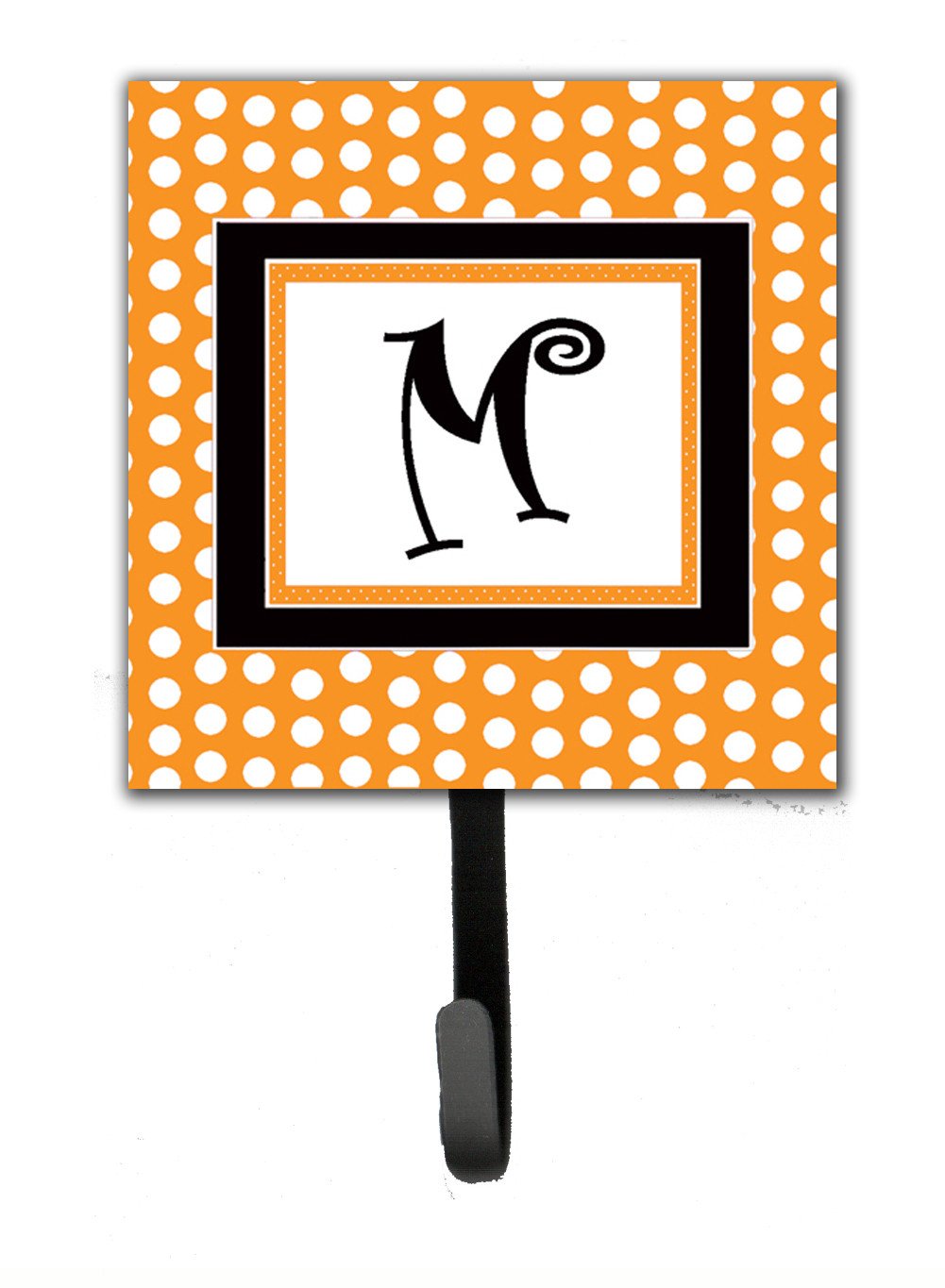 Letter M Initial Monogram - Orange Polkadots Leash Holder or Key Hook by Caroline's Treasures