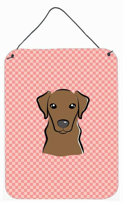 Checkerboard Pink Chocolate Labrador Wall or Door Hanging Prints BB1234DS1216 by Caroline's Treasures