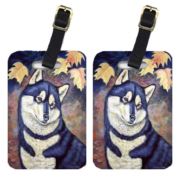 Fall Leaves Siberian Husky Luggage Tags Pair of 2 by Caroline's Treasures