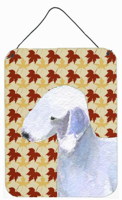 Bedlington Terrier Fall Leaves Portrait Wall or Door Hanging Prints by Caroline&#39;s Treasures