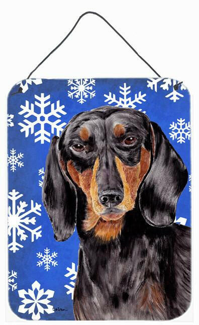 Dachshund Winter Snowflakes Holiday Aluminium Metal Wall or Door Hanging Prints by Caroline&#39;s Treasures