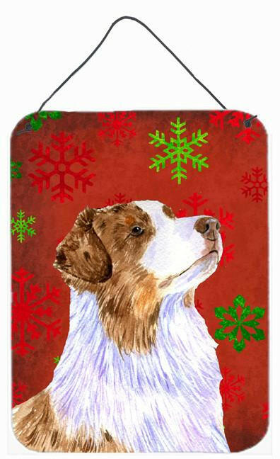 Australian Shepherd Red Snowflakes Christmas Wall or Door Hanging Prints by Caroline&#39;s Treasures