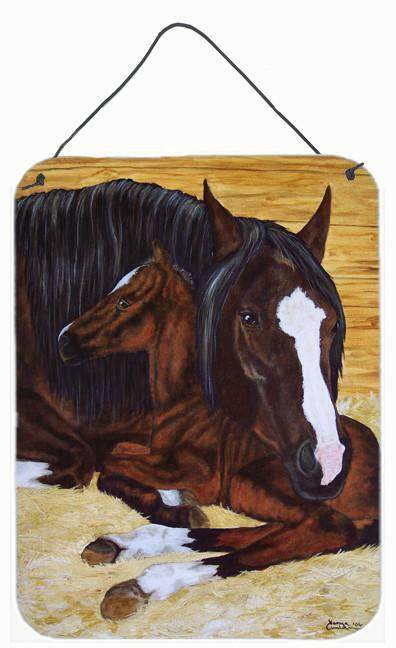 Bay Mare Foal Horse Wall or Door Hanging Prints AMB1236DS1216 by Caroline&#39;s Treasures