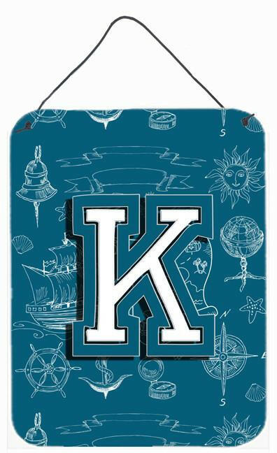 Letter K Sea Doodles Initial Alphabet Wall or Door Hanging Prints CJ2014-KDS1216 by Caroline's Treasures