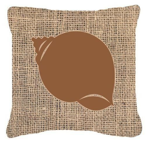 Shell Burlap and Brown   Canvas Fabric Decorative Pillow BB1099 - the-store.com