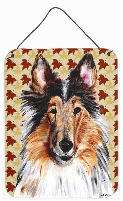 Collie Fall Leaves Aluminium Metal Wall or Door Hanging Prints SC9670DS1216 by Caroline&#39;s Treasures