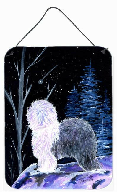 Starry Night Old English Sheepdog Aluminium Metal Wall or Door Hanging Prints by Caroline's Treasures