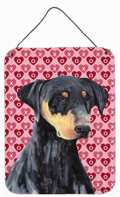 Doberman Hearts Love and Valentine&#39;s Day Portrait Wall or Door Hanging Prints by Caroline&#39;s Treasures