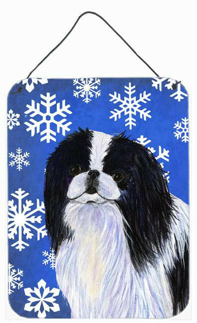 Japanese Chin Winter Snowflakes Holiday Wall or Door Hanging Prints by Caroline's Treasures