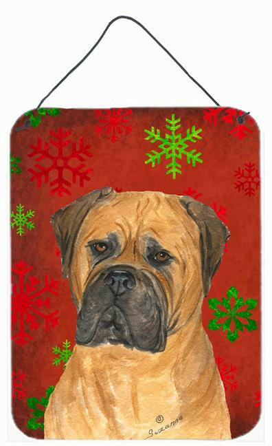 Bullmastiff Red Snowflakes Holiday Christmas Wall or Door Hanging Prints by Caroline's Treasures