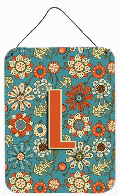 Letter L Flowers Retro Blue Wall or Door Hanging Prints CJ2012-LDS1216 by Caroline's Treasures