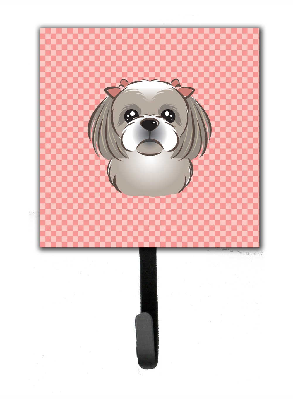 Checkerboard Pink Gray Silver Shih Tzu Leash or Key Holder BB1250SH4 by Caroline&#39;s Treasures