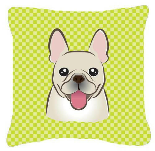 Checkerboard Lime Green French Bulldog Canvas Fabric Decorative Pillow BB1300PW1414 - the-store.com