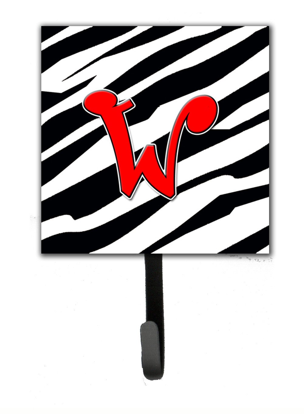 Letter W Initial Monogram - Zebra Red Leash Holder or Key Hook by Caroline&#39;s Treasures