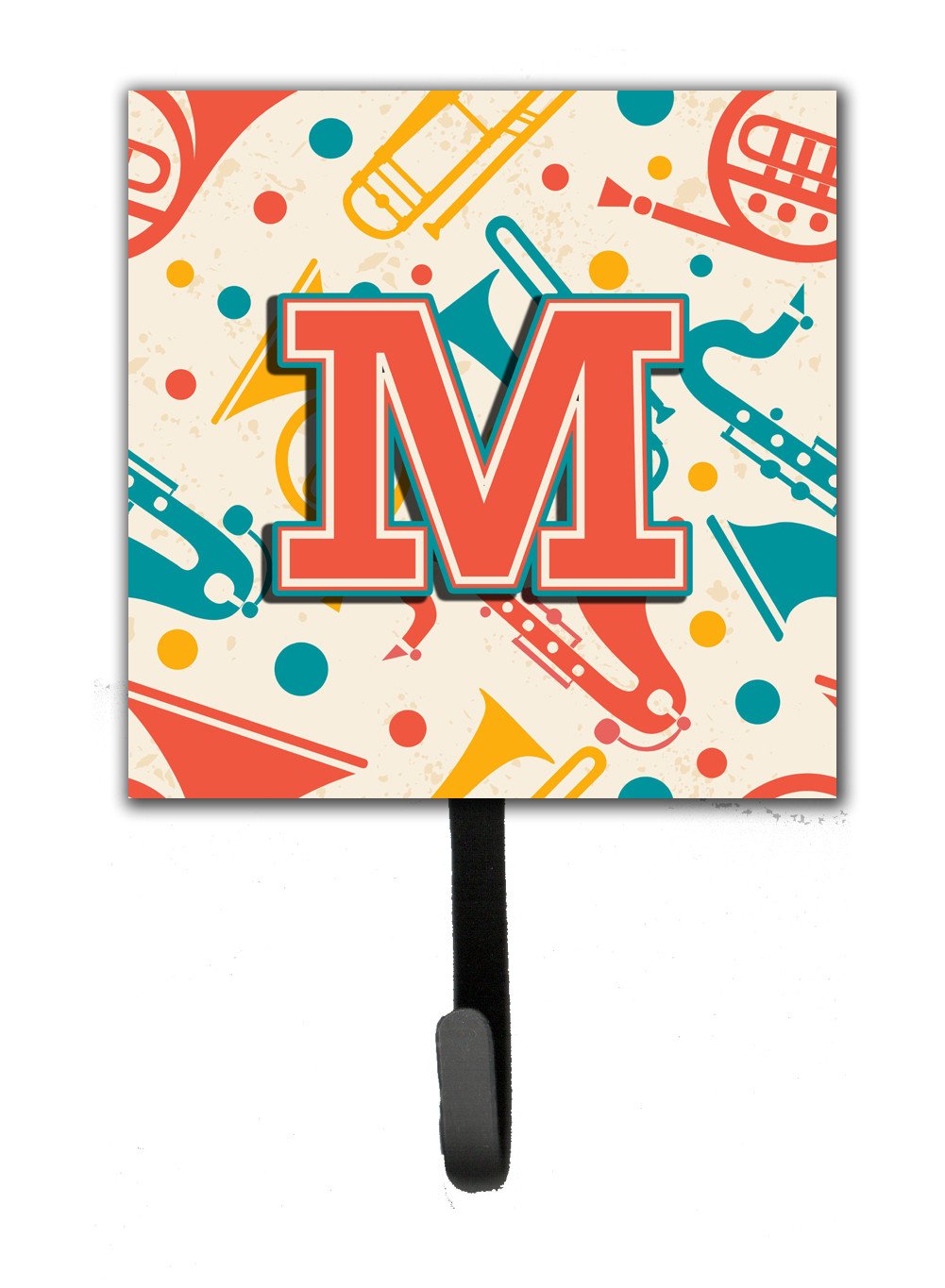 Letter M Retro Teal Orange Musical Instruments Initial Leash or Key Holder CJ2001-MSH4 by Caroline's Treasures