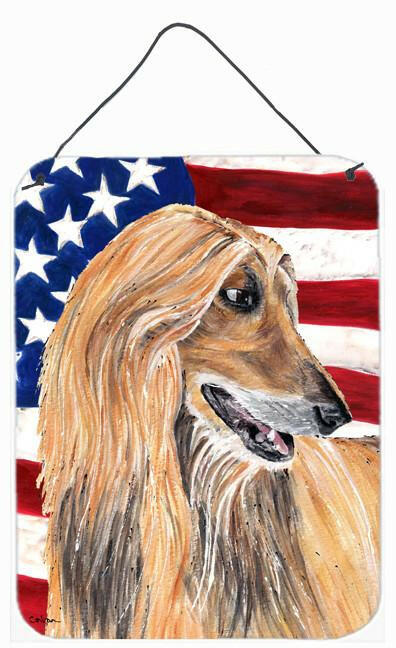 Afghan Hound USA Patriotic American Flag Wall or Door Hanging Prints SC9506DS1216 by Caroline's Treasures