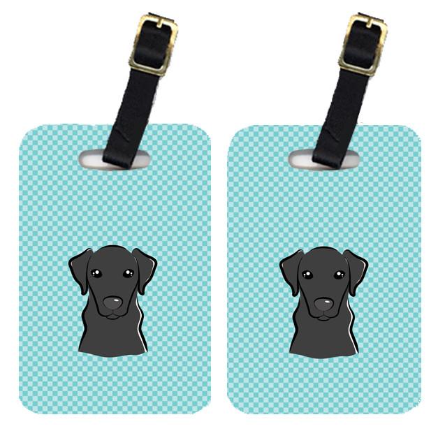 Pair of Checkerboard Blue Black Labrador Luggage Tags BB1173BT by Caroline's Treasures