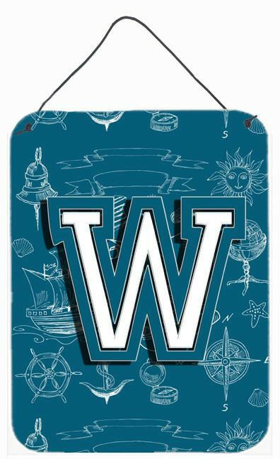 Letter W Sea Doodles Initial Alphabet Wall or Door Hanging Prints CJ2014-WDS1216 by Caroline's Treasures