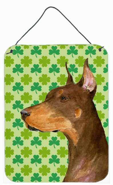 Doberman St. Patrick&#39;s Day Shamrock Portrait Wall or Door Hanging Prints by Caroline&#39;s Treasures