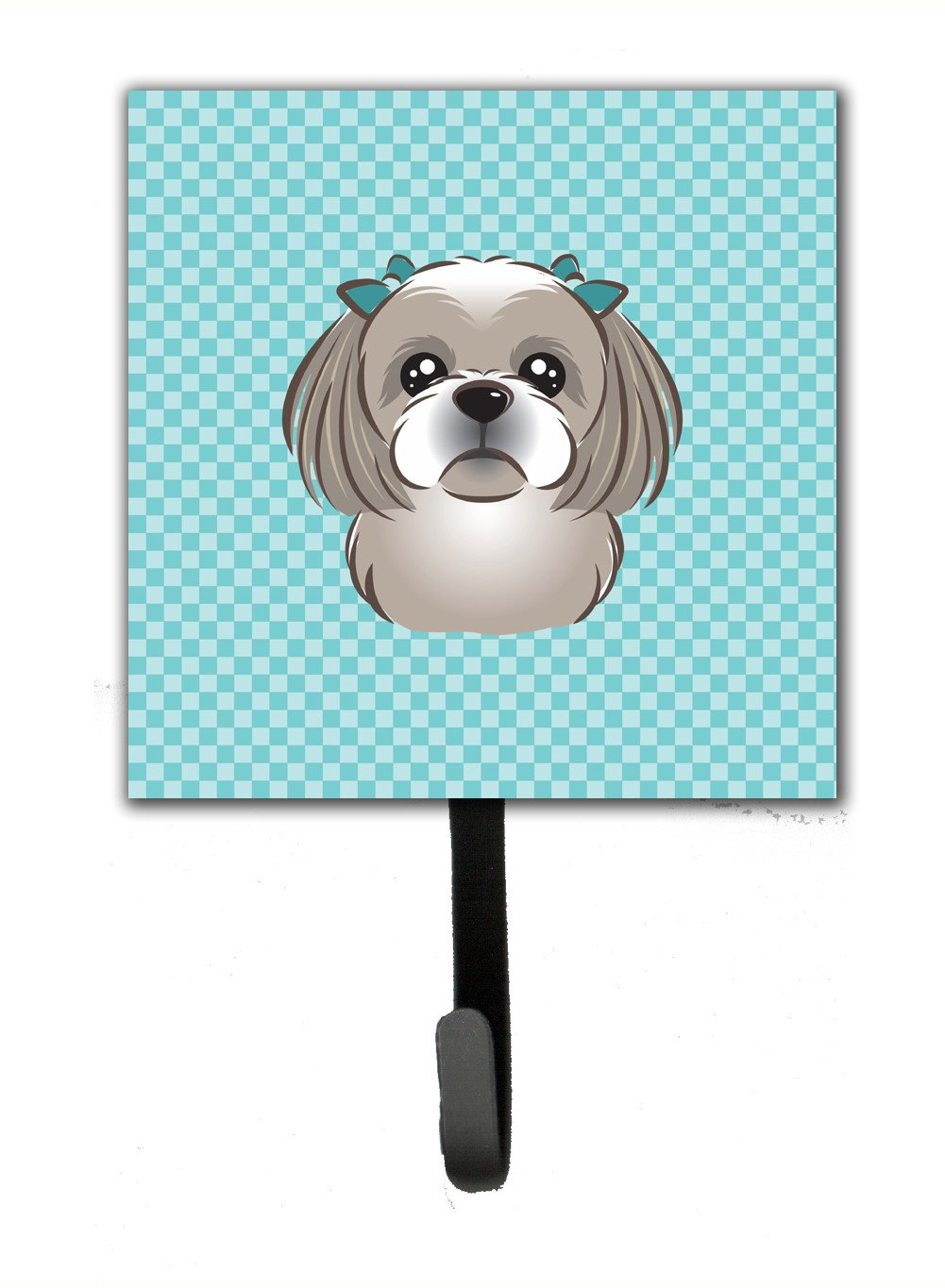 Checkerboard Blue Gray Silver Shih Tzu Leash or Key Holder BB1188SH4 by Caroline&#39;s Treasures