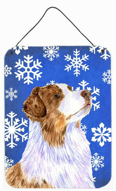 Australian Shepherd Winter Snowflakes Holiday Wall or Door Hanging Prints by Caroline&#39;s Treasures