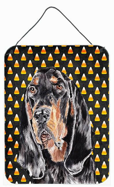 Coonhound Halloween Candy Corn Aluminium Metal Wall or Door Hanging Prints by Caroline's Treasures