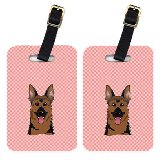 Pair of Checkerboard Pink German Shepherd Luggage Tags BB1211BT by Caroline&#39;s Treasures