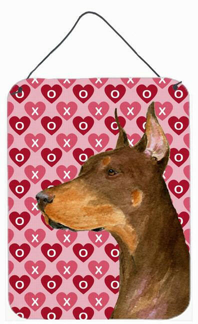 Doberman Hearts Love and Valentine's Day Portrait Wall or Door Hanging Prints by Caroline's Treasures