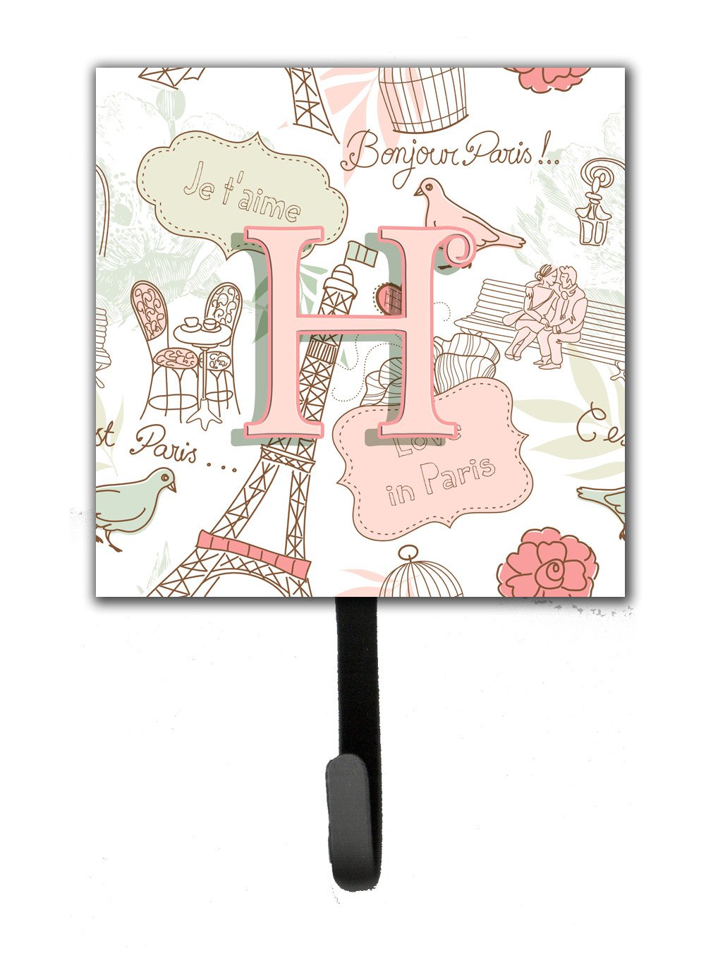 Letter H Love in Paris Pink Leash or Key Holder CJ2002-HSH4 by Caroline&#39;s Treasures