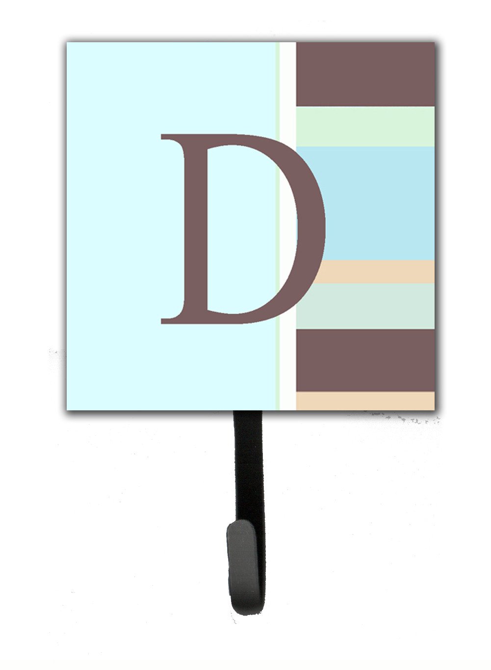 Letter D Initial Monogram - Blue Stripes Leash Holder or Key Hook by Caroline's Treasures