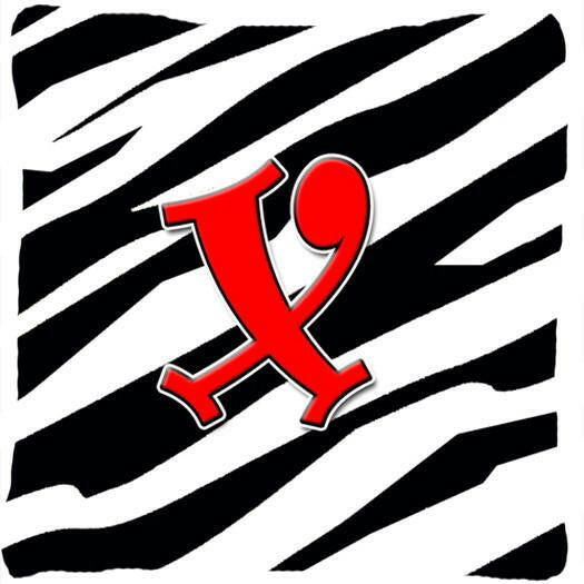 Monogram Initial X Zebra Red Decorative   Canvas Fabric Pillow CJ1024 - the-store.com