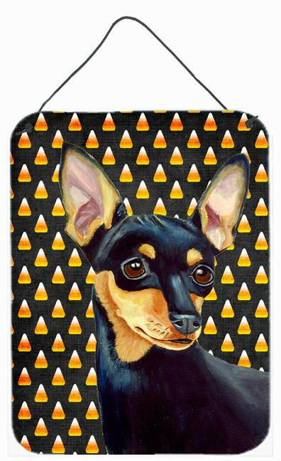 Min Pin Candy Corn Halloween Portrait Wall or Door Hanging Prints by Caroline&#39;s Treasures