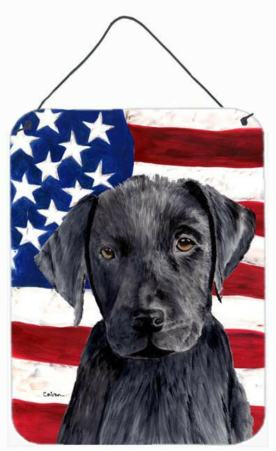 USA American Flag with Labrador Aluminium Metal Wall or Door Hanging Prints by Caroline's Treasures