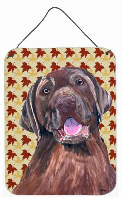 Labrador Chocolate Fall Leaves Portrait Wall or Door Hanging Prints by Caroline&#39;s Treasures