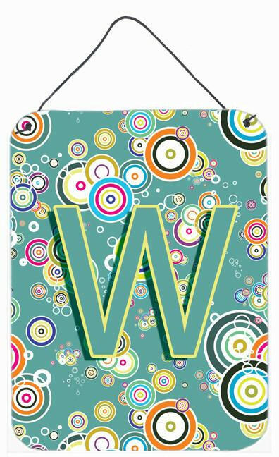 Letter W Circle Circle Teal Initial Alphabet Wall or Door Hanging Prints CJ2015-WDS1216 by Caroline&#39;s Treasures