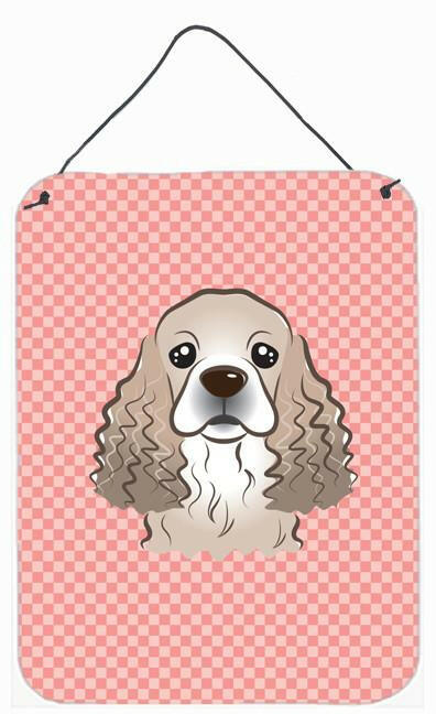 Checkerboard Pink Cocker Spaniel Wall or Door Hanging Prints BB1216DS1216 by Caroline's Treasures