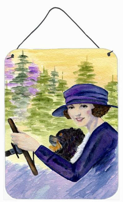 Lady driving with her Pomeranian Aluminium Metal Wall or Door Hanging Prints by Caroline&#39;s Treasures