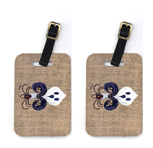 Pair of Halloween Ghost Spider Bat Fleur de lis Luggage Tags by Caroline&#39;s Treasures